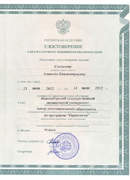 Документ доктора Степанова о прохождении курсов-страница 2